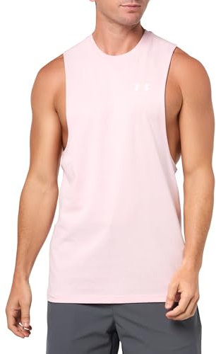 Under Armour Sportstyle Left Chest Cut-Off T-Shirt Débardeur UA à Coupe Poitrine Gauche, (647) Rose Prime / / Blanc, Taille S Homme