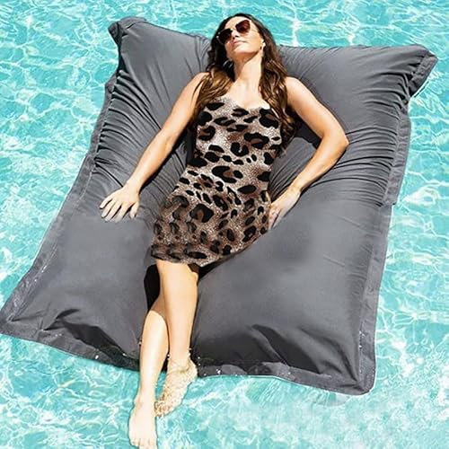 UGEFKMQ Fauteuils Poire pour Salon Pouf Géant Intérieur Et Extérieur Coussin Plage Extérieur Imperméable Géant Pouf XXL Flottant pour Piscine(sans Remplissage),Gris Foncé,180 Cm * 140 Cm