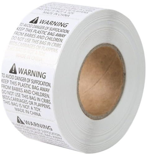 Baokuan Warnaufkleber, 30 X 20 Mm, 1 Rolle, 1000 Stück, Aufkleber Erstickungsgefahr, Tipps Zur Sicheren Verwendung, Wichtige Sicherheitsaufkleber Für Kartonartikel