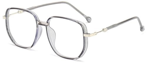 KOOSUFA Quadratische Blaulichtfilter Brille Brillengestelle Mode Computerbrille Damen Herren Ultra Leicht Metallbügel Glitzer-Rahmen Brillenfassung ohne Stärke Durchsichtig Grau