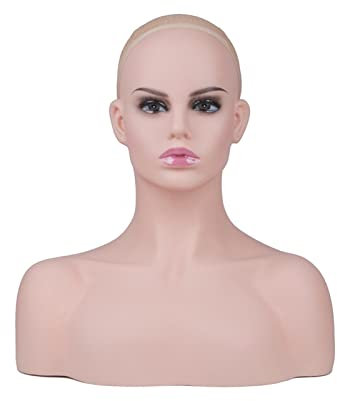 Mannequinkopf Perückenkopf Doppelter Schulter weiblicher Mannequin-Kopf-Halblangen-Kopfmodell-Anzeige Perücke Modell-Kopf-Requisiten Mannequin-Kopfperücke für die Herstellung und Präsentation von Perü