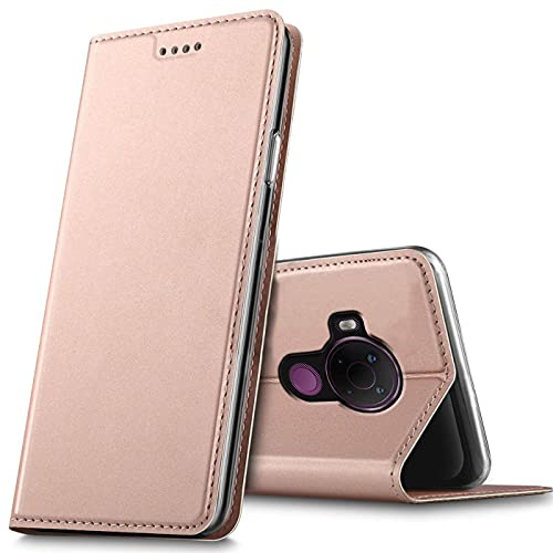 CoolGadget Handyhülle für Nokia 5.4 Klappbar mit Kartenfach Rosegold | Kreditkartenfach innen, Aufstellfunktion, 360 Grad Rundumschutz, erhöhter Schutzrand, transparente TPU Innenschale