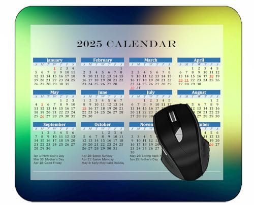 YENDOSTEEN 2025 UK Calendar Mouse PadSpot Light Color Bright Mouse Mat for Office Computers Laptop Men Women #221