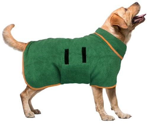 Microfiber Dog Drying Bag Super Absorbent Pet Bathrobe, Adjustable Collar & Belly Strap Fast Drying Coat