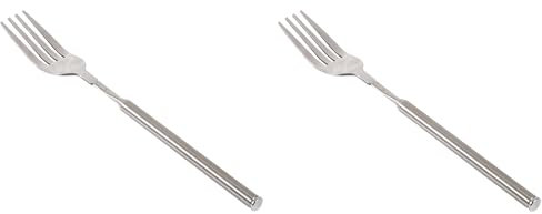 2 Pezzi Forcella Telescopica, 8,7~25,2 Pollici Forchetta Estensibile Forchetta per la Cena con Manico Lungo In Acciaio Inox Forchetta Telescopica per Barbecue, Frutta, Dessert
