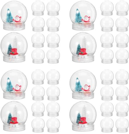 Housoutil DIY-Schneekugeln, 40 Stück Weihnachten DIY Schneekugel, 150 Ml Transparent Wie Wiederverwendbar Kunststoff-Schneekugeln Set Mit Schraubverschluss, Leere Schneekugeln