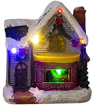Asudaro Licht Haus Weihnachtsdeko, Winterdorf Weihnachtlicher Zierschmuck Weihnachtshütte Leuchtendes Kleines Haus Verschneite Lichter Iglu-Weihnachtsschmuck Deko-Weihnachtshaus mit Santa Claus