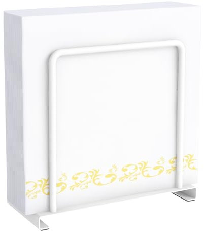 STWWO Servilletero de Mesa Blanco Servilletero de Metal Soporte Servilletas Verticalde Dispensador de Servilletas para Decoración de Cocina Comedor Bar, 14cm High