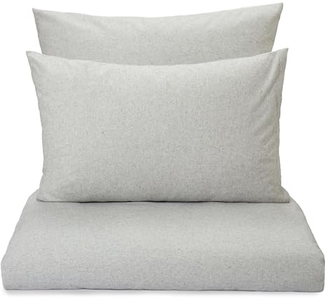 URBANARA Melloa Flanell-Kissenbezug 2er Set 40x80 cm I 50% Tencel Lyocell & 50% Baumwolle Made in Portugal I Weich & Kuschelig I Warme Winterbettwäsche, Oeko Tex Standard 100 I Hellgrau