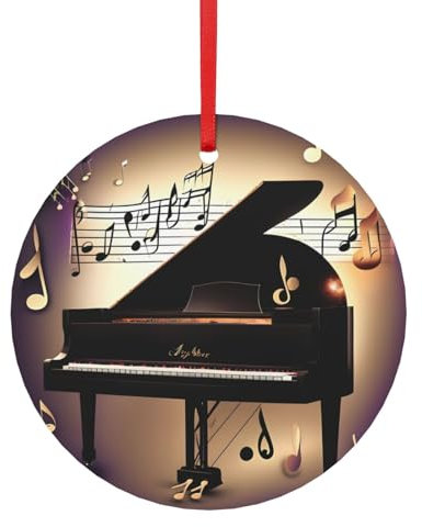 Music Note Piano Print Creative Christmas Tree Ornaments Pendant for Home Decoration Assorted Sizes (S,L)