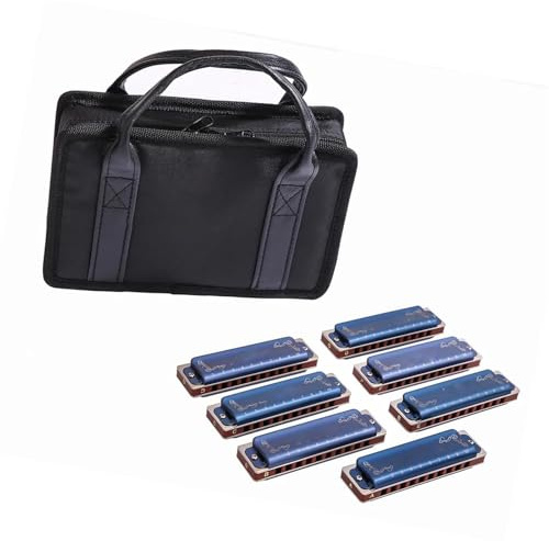 Mundharmonika Professionelle Diatonische Mundharmonika 10 Löcher Blues-Mundharmonika Mundharmonika-Set 7 Mit Box Für Anfänger Und Erwachsene(Blue)