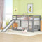 YEHTOKHOME Letti per Bambini 90x200cm multifunzionali con scivoli e scale,a castello in Legno Letti per Adolescenti con reti a doghe(senza materasso) (Grigio)