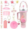 10PCS Cup Accessories for Stanley Cup, Including Silicone Straw Cover, Water Bottle Handle Strap, Bottle Boot, and Keychain Charms Compatible with 30oz 40oz Stanley Tumbler with Handle