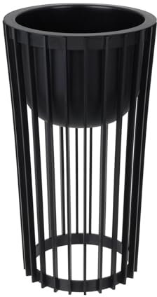 DIKEL Blumenständer Ø 30 cm x H 54 cm | Pflanzenständer aus robustem Kunststoff, beidseitig verwendbar | Blumenhocker für drinnen und draußen | Pflanzentisch modern und praktisch | Schwarz