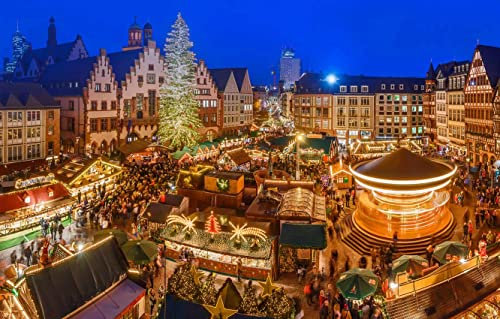 Puzzle 1000 Teile für Jungen, Lichter der Stadt, Deutscher Weihnachtsmarkt Frankfurt, 38 x 26 cm