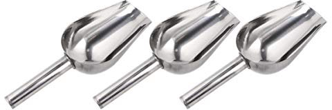 STOBAZA 3 Piezas Pala para Hielo de Acero Inoxidable, Multiusos Cucharas para Cubitos Harina Granos Frijoles Jardín y Dulces, para Cocina Bar y Supermercado, 24.5X9.5cm