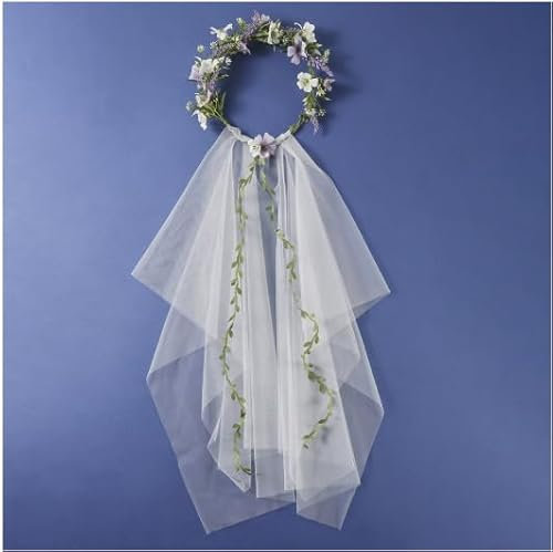 Schleier Braut, Kranz Kopfschmuck - Brautschleier, Blumenkranz, Hochzeit Haarschmuck, Blumenkranz für Festival, Accessoires für braut, Haare, Haarkranz, Für Karneval, Mottoparty, JGA Deko