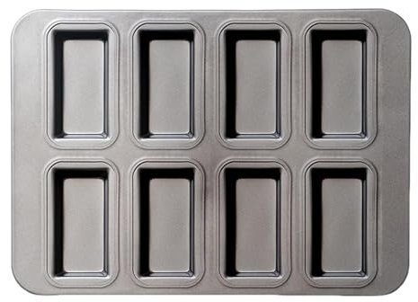 Stampo Financier, piccole teglie, stampo da forno a 8 cavità, superfici antiaderenti, materiale robusto, 25,5 x 20 x 4 cm, per muffin, brownie, cupcake, cheesecake