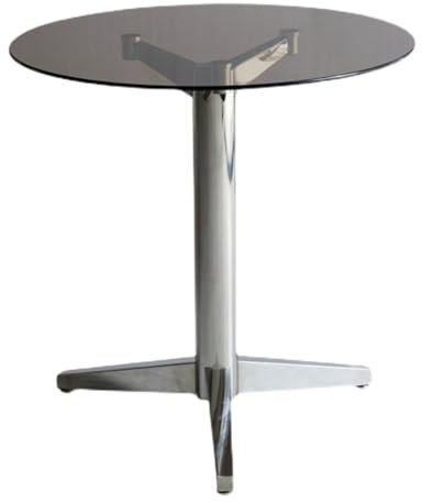 JHAISMAO Runden Glas Esstisch Modern Transparente Farbe Küchentisch Mit Silber Chrom Beine, Esszimmer Tisch 70 cm(Size:70cm,Color:grau)