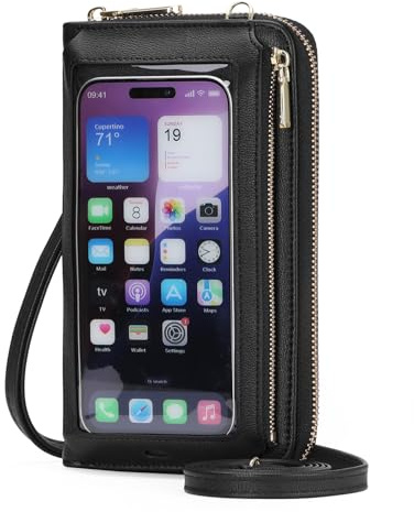 GOIACII Handy Umhängetasche Damen Leder Touchscreen Handytasche zum Umhängen Crossbody Geldbörse