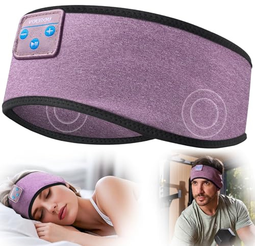 Voerou Schlafkopfhörer, kabellos, Bluetooth 5.4, Sport-Stirnband, Schlafkopfhörer, Augenmaske, Ohrhörer, Musik-Stirnband für Seitenschläfer, perfekt für Workout, Laufen, Reisen, Yoga, Coole Gadgets