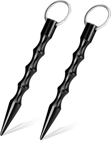 2X Kubotan, Kubotan Selbstverteidigung Waffen Legal, Schlüsselanhänger Verteidigungs Waffen für Frauen Druckverstärker Selbstschutz Self Defense Keychain Schwarz, Effektive Selbstverteidigung