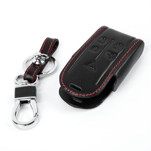 FUANA Stilvoller Schlüsselhalter aus Leder mit Schlüsselanhänger für Jaguar XK XF XJ8 XR8 XRR 2007-2013 Automobil-Außenzubehör