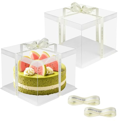 JIYANA 2 Stück Tortenbox 30x30x25 cm, Geschenkbox Durchsichtig
