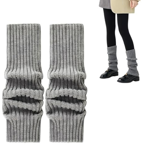 Bein Stulpen Damen,Leg Warmers,Knöchelwärmer Winter Beinwärmer,Warme Beinstulpen Strick,Gestrickte Kinder Legwarmers,Y2k Stulpensocken Beinwärmer,Ballett Baumwolle Bein für Mädchen Frauen (Grau, M)