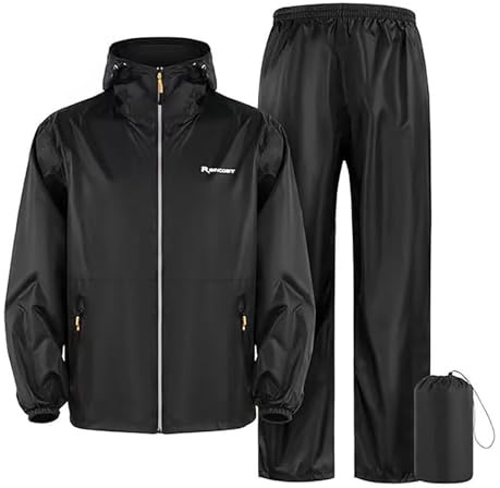 Hommes Combinaison de Pluie Unisexe Imperméable Moto Vélo Vestes à Capuche Coupe-vent Vêtements de Pluie Protection contre la pluie Équipement, pantalon complet, vêtements de vélo d'extérieur d'hiver