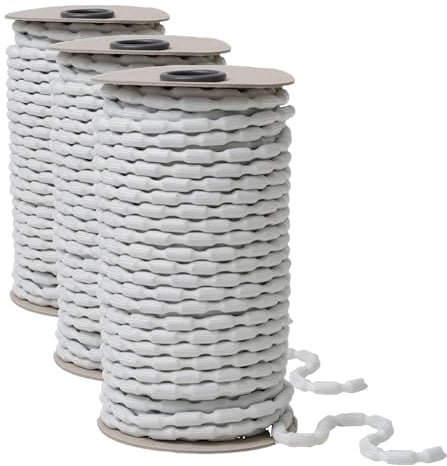 IPEA Fil Plombé pour Rideaux – Super Lourd 200 G/MT - Made in Italy - 3 mètres – Corde Plombée pour Rideaux, Tissus, Moustiquaires – Tresse de Plomb – Poids de Lestage – Couleur Blanc (Lot de 3)