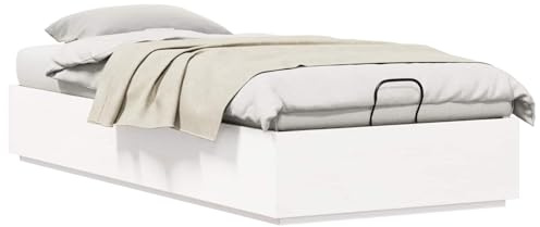 vidaXL Ottoman Bettgestell Weiß 75 x 190 cm Massives Kiefernholz, Moderner rechteckiger Ottoman-Bettgestell, Kiefernholz-Speicher, hydraulisches Design, praktisches Schlafzimmermöbel
