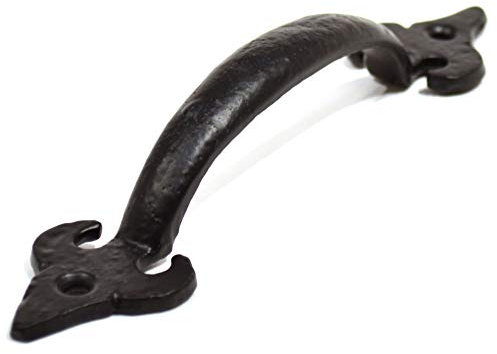 Centurion BA12P Antique Design Tudor Fleur-De-LYS Door Pull Handle Black 175mm