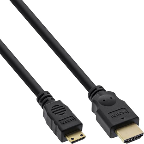 InLine 17456P HDMI Mini Kabel, High Speed HDMI Cable, Stecker A auf C, verg. Kontakte, schwarz, 0,3m