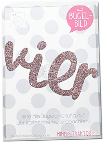 GLITZER Bügelbild Geburtstag! Schriftzug Aufbügler Applikationen Bügelsticker für Stoffe Textilien Kinder zum Aufbügeln Flicken, Farbe:Glitzer confetti, Zahl:4
