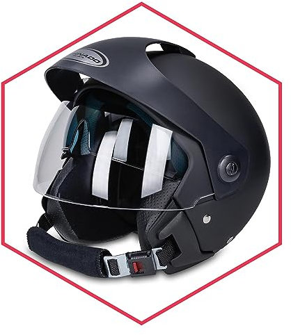 Saferide | Motorradhelm Mit Sonnenblende Matt Schwarz XL - 61-62 cm Rollerhelm Quadhelm Damen Herren Roller Regenschutz Jugendliche Schutzhelm Sturzhelm Erwachsene Moped Motorrad Mofa