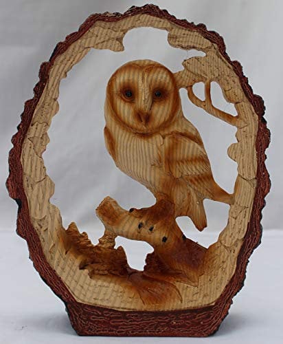 Free Standing Graceful Owl on Log Decorative Ornament