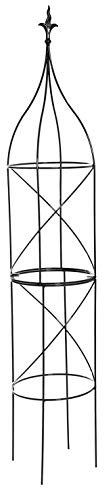 RUDDINGS WOOD 200cm high x 38cm diameter Large Heavy Duty Black Metal Flame Garden Obelisk - Extra Tall Rose Plant Support Climbing Frame Pyramid