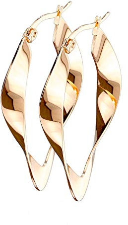 beyoutifulthings 1 Paar Damen Ohringe verdrehte CREOLEN OVALES-DESIGN Ohr-ringe Set Ohr-stecker Chirurgenstahl Roségold