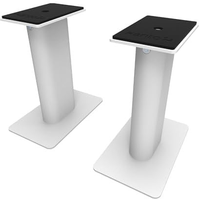 Kanto SP9W Desktop Speaker Stands for Small/Medium Bookshelf Speakers & Compact/Mid-Size 2”-4” Studio Monitors 8.3 Tall Pair White