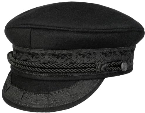HAMMABURG Prinz Heinrich Tuch Mütze - Kapitänsmütze mit Eichenlaubbordüren - Made in Germany - Unisex - Alle Saisons schwarz 60 cm