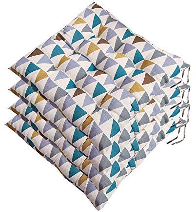 AGDLLYD Lot de 4 galettes de Chaise Lea, Coussin de Chaise Souple Rembourré avec Liens Décoration Portable Maison Bureau Multi-Colore,Soft Seat Cushion 40 x 40 cm (B)