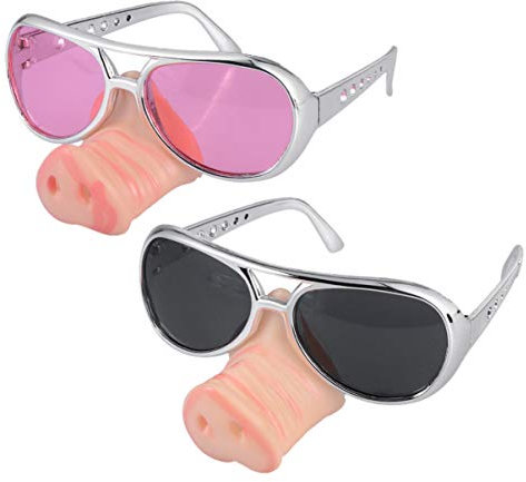 Nase Brillen verkleiden Sich Kostüm Requisiten Partei liefert für Halloween 2 Stück (pink + Silber)