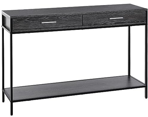 HOMCOM Konsolentisch Eingangstisch Beistelltisch 2 Schubladen Unterregal Stahl Grau 120 x 30 x 81,5 cm