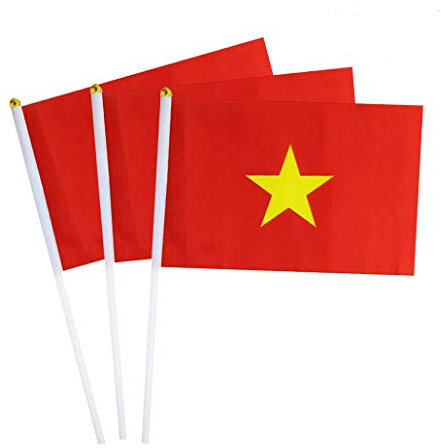 Mflagperft Vietnamesische Flagge, Mini-Handflaggen, Dekoration, 12 Stück