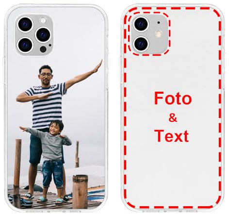 MXCUSTOM Personalisierte Handyhülle für Apple iPhone 12/12 Pro, Benutzerdefiniert Hülle mit Eigenem Foto Bild Text Individuelle Schutzhülle [Transparente Weiche TPU Dünn Stoßfest] (FXT-CR-P1)