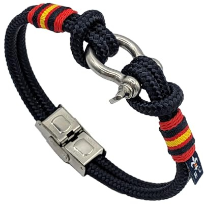 Hispania Colors Pulsera Regatta cordón azul marino y bandera de España - REGALO DE UNA PULSERA DE ESPAÑA