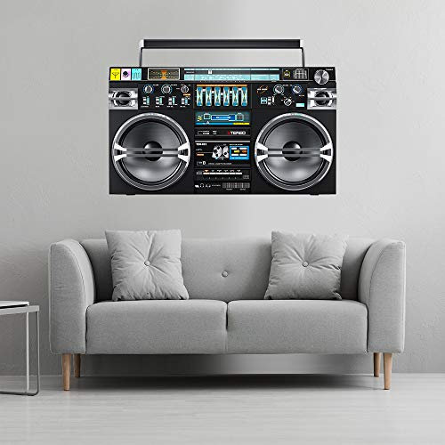 Pixblick Wandtattoo I Ghettoblaster 80er Jahre I Fotorealistisch I Selbstklebend