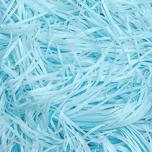 ManYing 200 Gramm Raffia Geschreddertes Papier Shred Papier für Präsentkörbe Geschenk Füllung Geschenk Hamper Ostergras Deko,Schwarz NC001 (Blau)