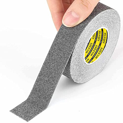 Ruban adhésif antidérapant pour escaliers - Ruban adhésif antidérapant pour marches intérieures - Imperméable - Rouleau antidérapant pour marches extérieures - Gris